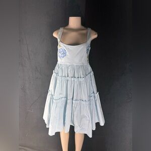 Fanm Mon Sky Blue Embroidered Dress